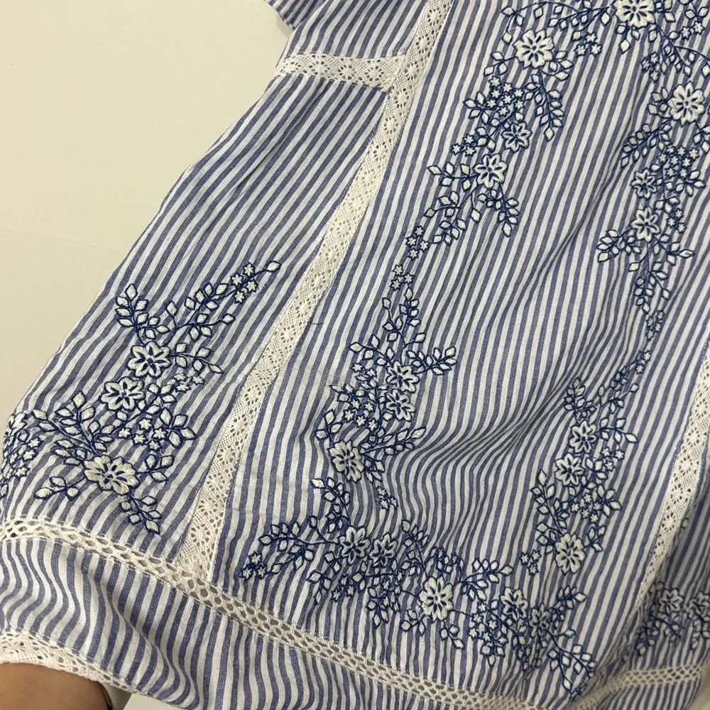 Free People Sunny‎ Days Trapeze Dress Blue White